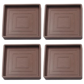 Piutouyar 3.5 Inch Square Furniture Coasters, 4 Pcs Brown Rubber Caster Cups Non Slip Furniture Leg Protectors Rubber Furniture Pads for Hardwood Floors