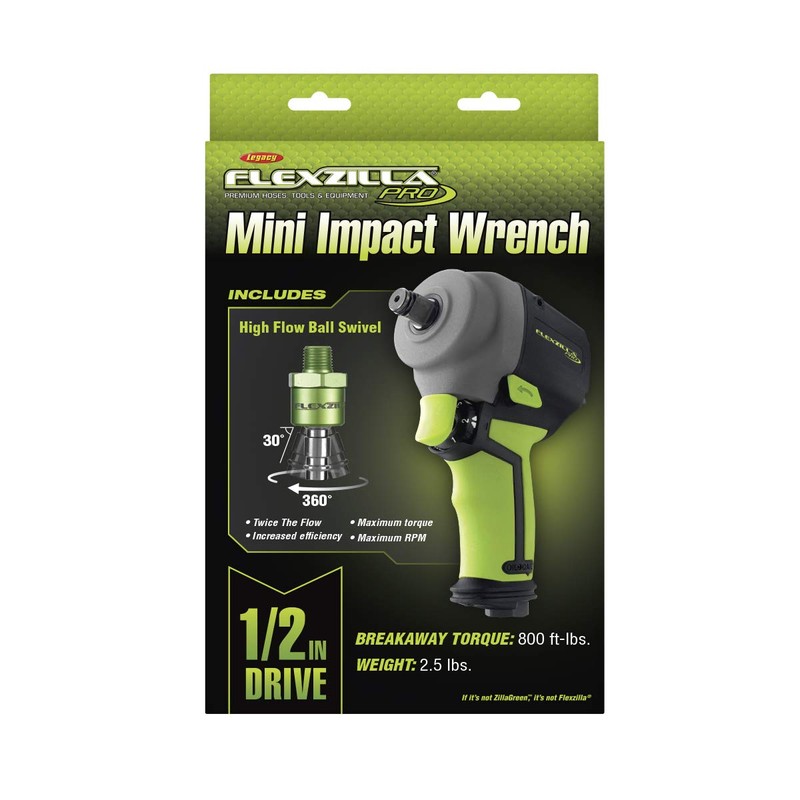 Flexzilla Pro Mini Impact Wrench, 1/2" Drive, with High Flow