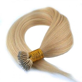 Nano Ring Hair Extensions Ash Blonde Colour #16 Brazilian Long Thick Remy Hair + FREE RINGS INCLUDED (22" Long)