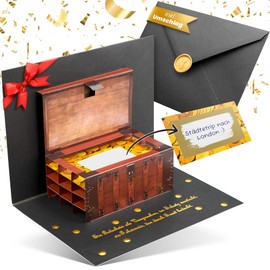BASICBIRD Gutschein zum Selberausfüllen als PopUp Schatztruhe, Gutschein Karte Geburtstag mit Rubbelkarte, Gutscheine zum selber ausfüllen, Gutscheinkarten zum selbstausfüllen, Gutschein Geburtstag, Geschenk