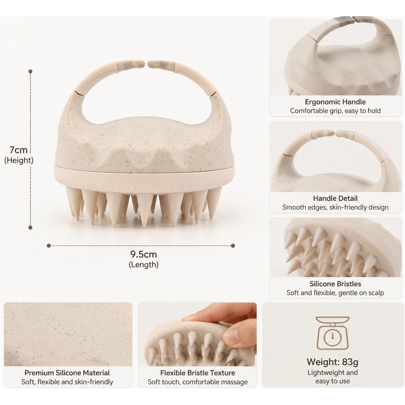 Silicone Scalp Massage Brush for Hair Washing – Soft Cleansing
