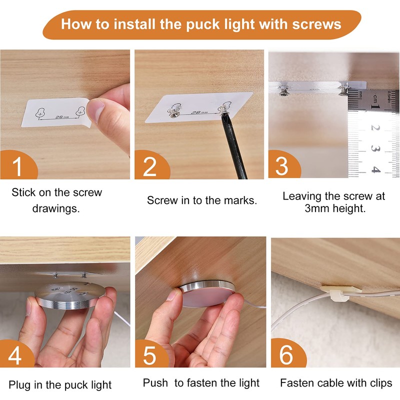 LABOREDUCER 12V Under Cabinet LED Puck Lighting Kit 2 Packs