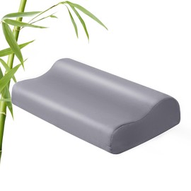 Contour Pillowcase- Rayon Derived from Bamboo Cooling Contour Cervical Neck Pillow Case Cover- Breathable Silky Soft Pillowcase for Hot Sleepers,24 x14 x5/3.7 Inches 1 Piece Dark Grey