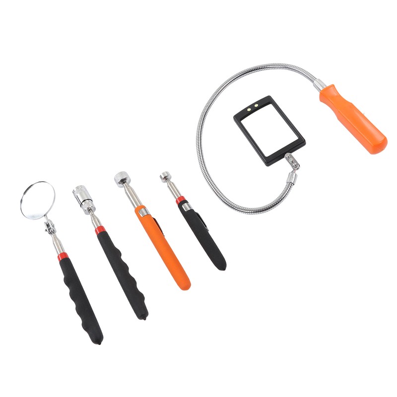 5Pcs Telescoping Magnetic Pickup Tool 360° Rotation Shock Resistant LED