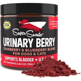 Super Snouts Urinary Berry Urinary Tract Supplements for Dogs & Cats, Made in USA, US & Canadian Blueberry & Cranberry Powder, UTI, Kidney Health Support, Bladder Support for Dogs (2.64 oz)