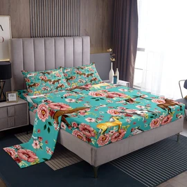 Erosebridal Girls Horse Bed Sheets Full Size Pink Flower Sheet Set for Kids, Girls, Bedroom Decor, Farm Animal, Gift, Cowboy, Cowgirl, Fitted, Flat Sheet