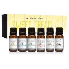 Barnhouse Blue Sweet Treats Set of 6 Premium Fragrance Oils - Includes Banana Cream, Blue Cotton Candy, Chocolate Mint, Malibu Rum Cupcakes, Oatmeal Cookie Dough, and Root Beer Scented Oils - 10ML
