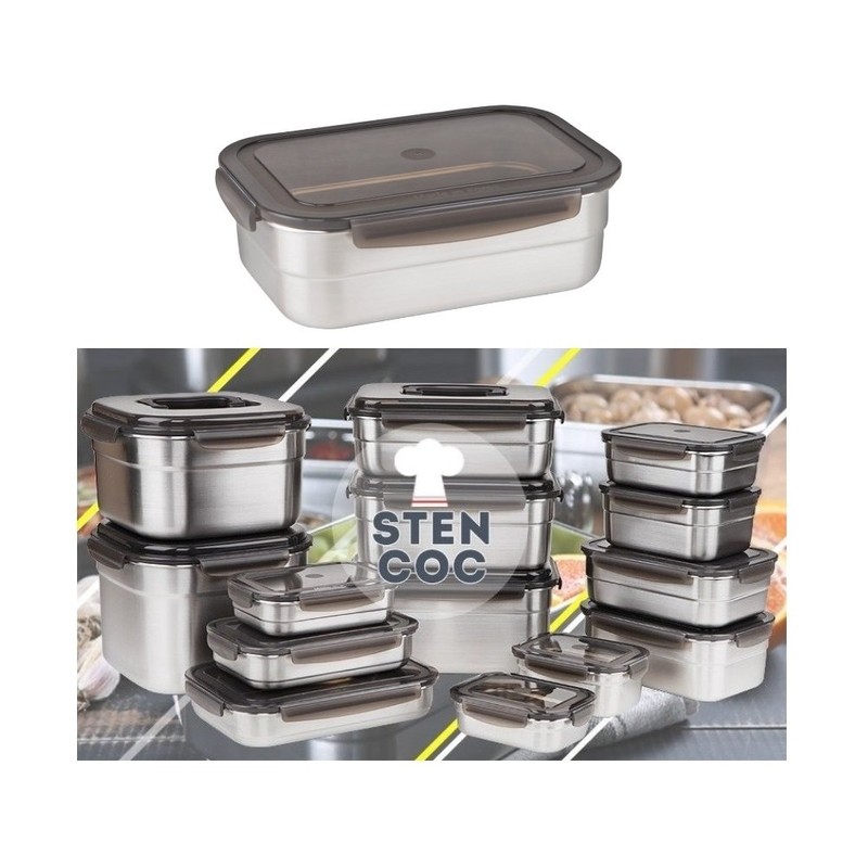 STENCOC Stainless Steel BPA Free Rectangular Leakproof Airtight Kimchi/Pickle/Salad/Fruit/Food Storage