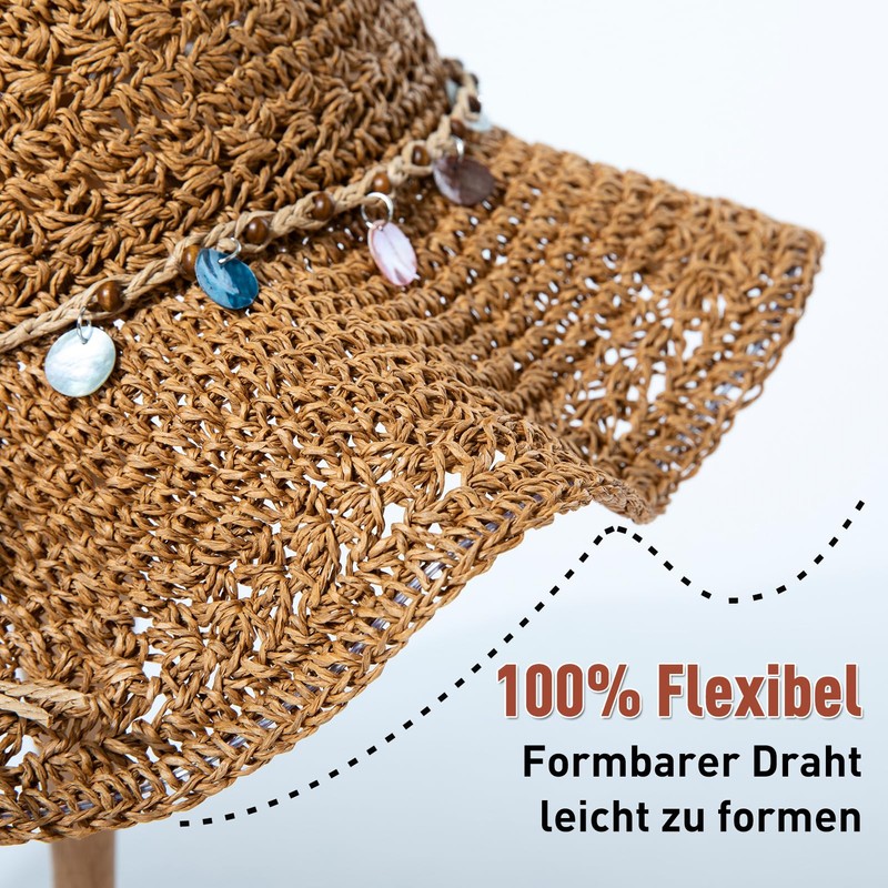 Comhats Women's Summer Straw Hat Foldable Handmade Beach Hat UV