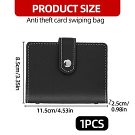 Soft Genuine Leather Minimalist Cardholder, Compact and Minimalist Design, Credit and Debit Card Case with 20 Removable Plastic Sleeves , Secure Double Popper Closure， for Business and Personal Use