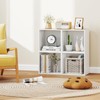Giantex 4-Cube Bookcase, Stackable White Cube Storage Organizer w/Open Bookshelf,