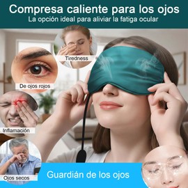 Antifaz para Dormir Caliente,Mascara para Dormir con 5 Temperaturas y 5 Controles de Tiempo,Sleep Mask Ajustables con Tapones para Los Oídos y Bolsa de Embalaje,para Secos,Blefaritis,Sinusitis,Migraña