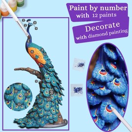 DecorSmart Figurine Arts and Craft Kits for Adults, 3D DIY Kits Hobbies for Adults Women Paint by Numbers Kit for Adults and Gifts for Artists (Peacock)