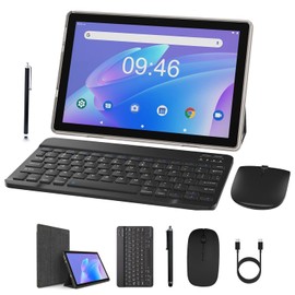 Tablet 2 in 1 6GB+128GB Android 11 Tablets, 10.1 Inch Tablet With Keyboard Mouse Case Stylus, 2.4G/5G Wifi 6, 1.8Ghz Computer Tablet PC, 1280*800 HD Touch Screen, 8MP Dual Camera, 6000mAh Battery
