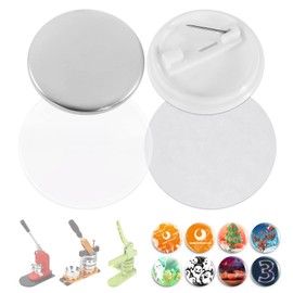 BEAMNOVA 200 Sets of Button Parts Supplies 37mm / 1.46 in (Approx. 1-1/2 inch) for Round Button Maker Machine Pin Maker, Every Set Includes Tinplate Top, Plastic Clip Bottom & Plastic Film
