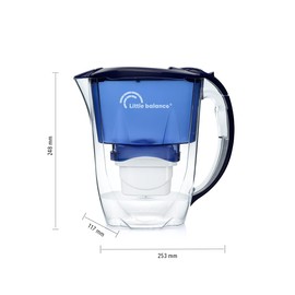 LITTLE BALANCE 8593 Ocean Water Filter Carafe + 1 Filter, Reduces Microplastics, Chlorine, Limescale and Other Impurities, 2.8 L, Super Fast Flow, BPA-Free Plastic, Blue