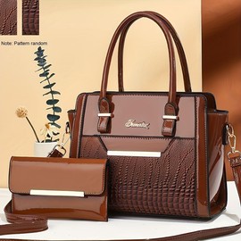 2025 New Crocodile Pattern Fashionable All-match Shoulder Bag | Small | Crossbody Bag Small Tote Bag - Color: Coffee color