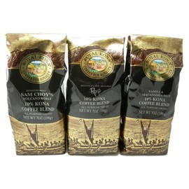 Royal Kona Coffee Triple Variety Pack (All Purpose Grind) - 21 oz