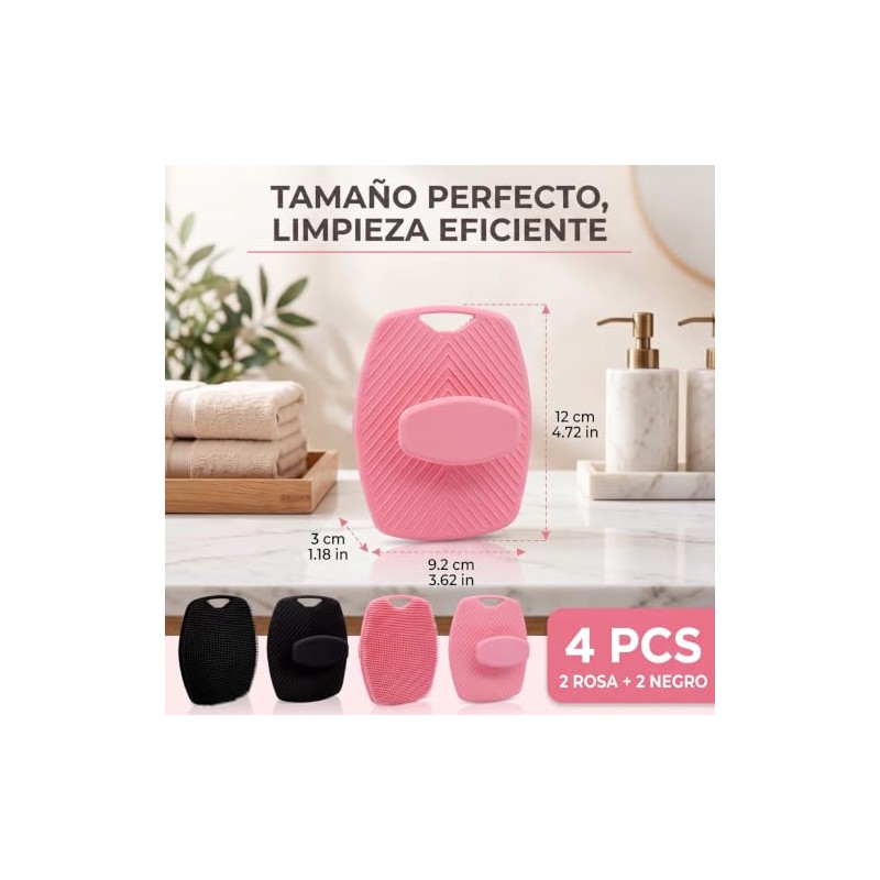 Cepillo de Silicona para Cuerpo 4 Pcs, Cepillo Corporal para