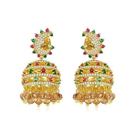 14K Gold Crystal Chandelier Earrings for Women,Vintage Court Style Yellow Crystal Tassel Long Drop Earrings,Fashion Earrings Jewelry Gift for Her (Style 2, 14K Gold)