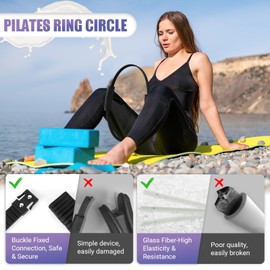 Paleclouds Pilates Ring, 13.5" Silicone Magic Circle with Training Poster & Portable Bag, Pilates Ring Circle for Inner Thigh Workout, Yoga, Lose Weight & Physical Therapy for Women - Black