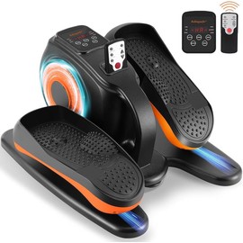 Under Desk Elliptical Machine, Electric Leg Exerciser for Seniors, Compact Seated Pedal Exerciser, Portable Elliptical Trainer with Remote Control and Non-Slip Pedals for Teens Adults - Color: Orange