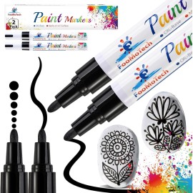 FooMoTech Black Paint Water Based Markers - 1 Count (Pack of 2), - 2 Pens