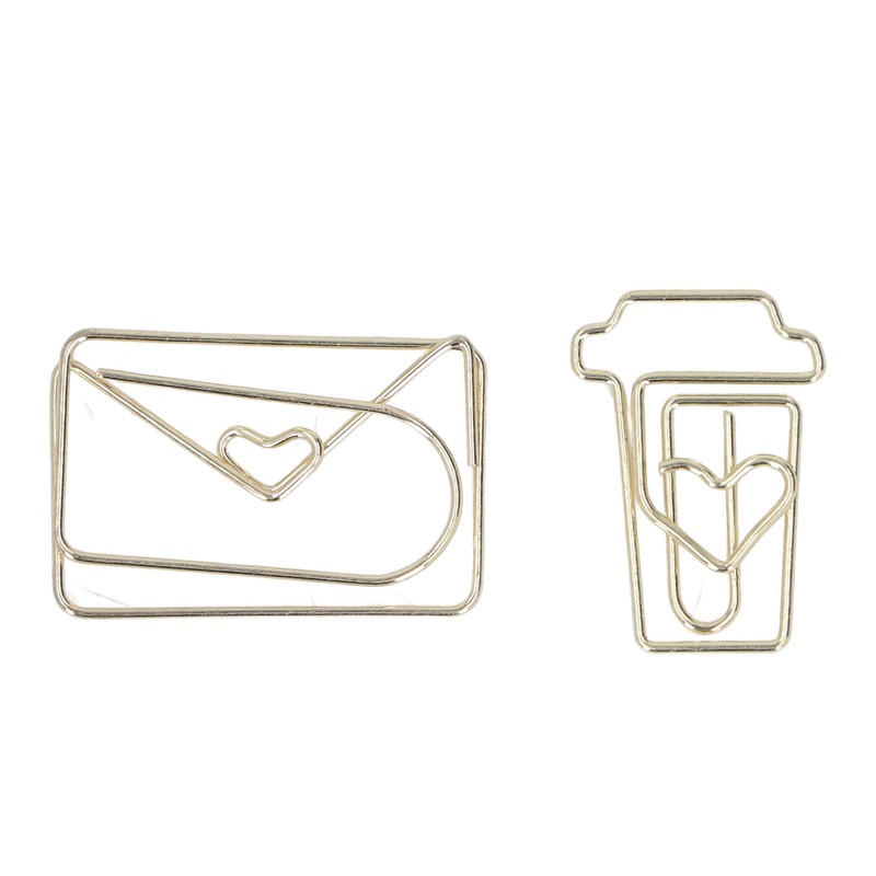 100Pcs Funny Planner Clips Anti Rust Electroplating Process Envelope Coffee