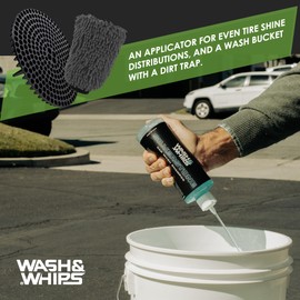 WASH&WHIPS New Car Care Kit - Wash, Detailing Interior, Wheel Cleaner & Shine, 3 Gallon Bucket with Particle Interceptor, Microfiber & Chenille Mitt - 12-Piece Kit for Car Cleaning
