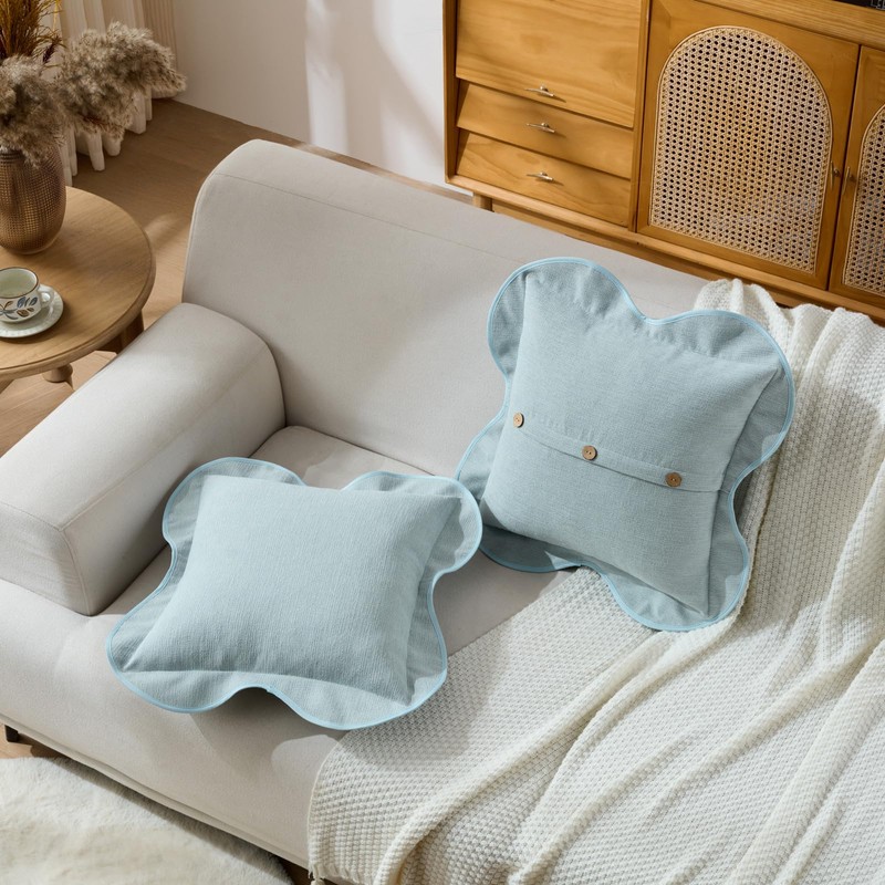 Pack of 2 Chenille Buttons Throw Pillow Covers 18x18 Inch