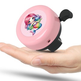 Dankeler Kids Bike Bell for Little Girls, Pink Handlebar Ring Bell for Toddlers, Universal Bicycle Bell for Scooter, Tricycle, Balance Bike(Mermaid)