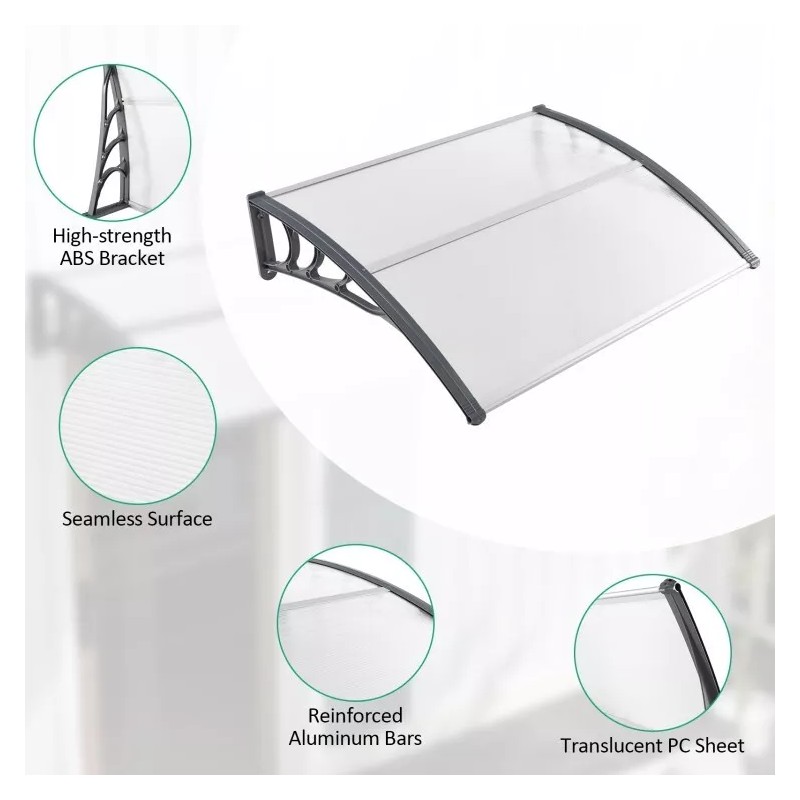 Costway 48" x 40" Door Exterior Window Awning Canopy Polycarbonate