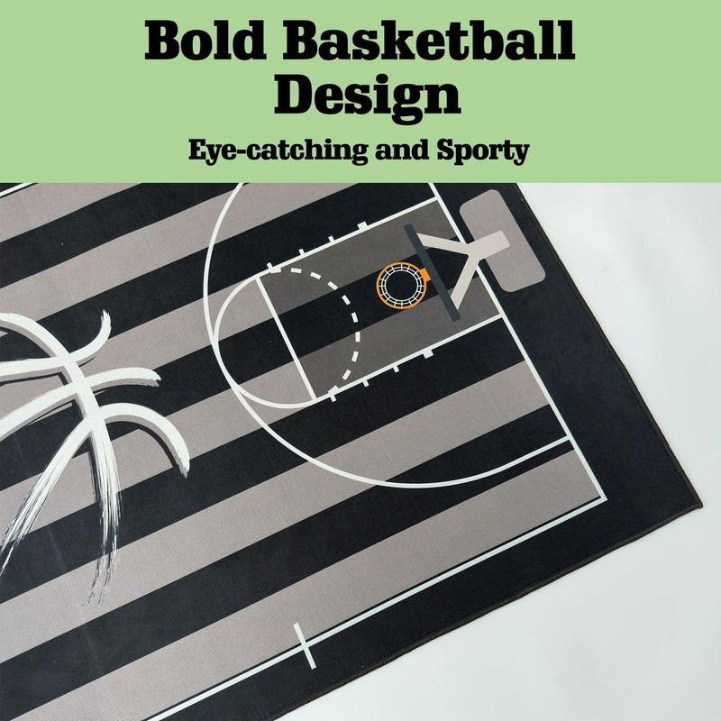 Basketball Rug Non-Slip 5x7 ft,Basketball Court Design for Boys Bedroom
