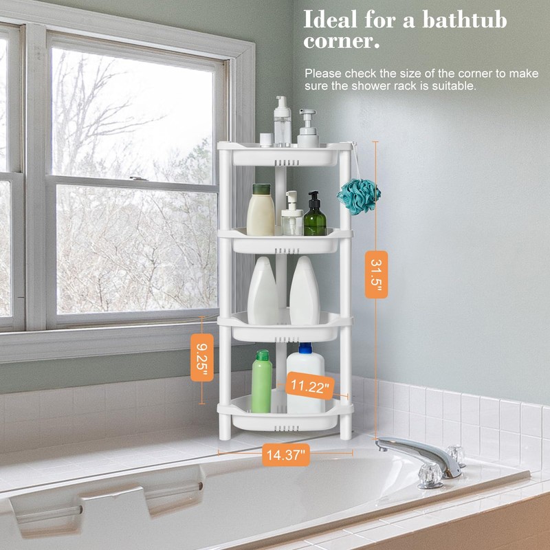 ELYKEN 4 Tier Shower Caddy Organizer Shelf Corner, 14.4 x