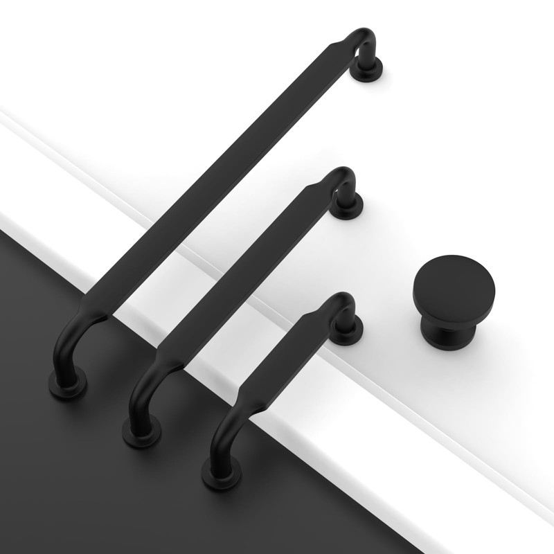 KNOKLOCK 10 Pack Matte Black Cabinet Pulls 5 Inch(128mm) Hole