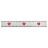 'Love Hearts Heart ' 30cm (12 Inch) White Plastic Ruler