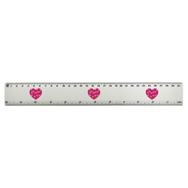 'Love Hearts Heart ' 30cm (12 Inch) White Plastic Ruler (RL00091900)