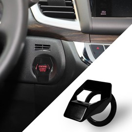 Car Engine Start/Stop Button Cover, Zinc Alloy Car Push Button Start Cover Car Power Control Trim, Universal Car Interior Accessories Key Ignition Switch Protective Cover for Cars, SUVs (Bright Black)