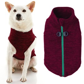 Gooby Zip Up Fleece Dog Sweater - Fuchsia Wash, X-Small - Warm Pullover Fleece Step-in Dog Jacket with Dual D Ring Leash - Winter Small Dog Sweater - Dog Clothes for Small Dogs Boy and Medium Dogs