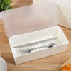 3Pcs Flatware Tray with Lid and Drainer, Plastic Silverware Storage
