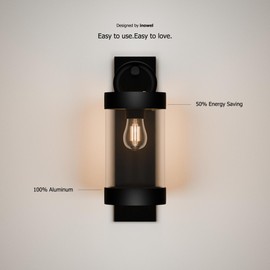 Inowel Wall Light Outdoor Lantern with Dusk to Dawn Sensor E26 Bulb (Not Include) Wall Mount Hang Lamp Wall Sconce Lighting Photocell Lights for Porch Front Door Garden IP44 Waterproof Max 28W