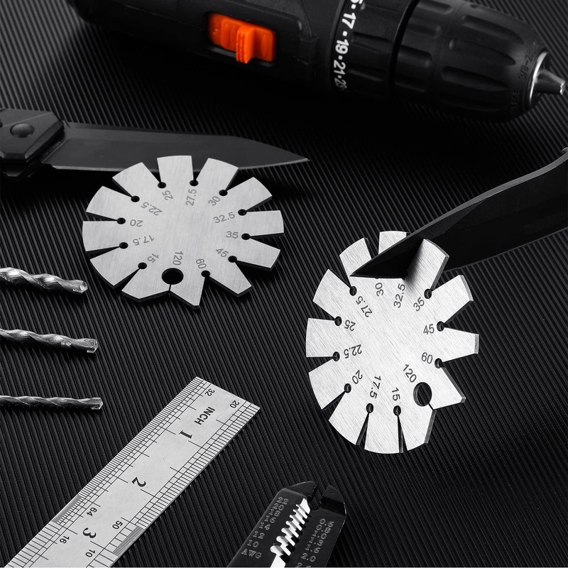 2 Pieces Stainless Steel Bevel Gauge Axe Angle Gauge Round