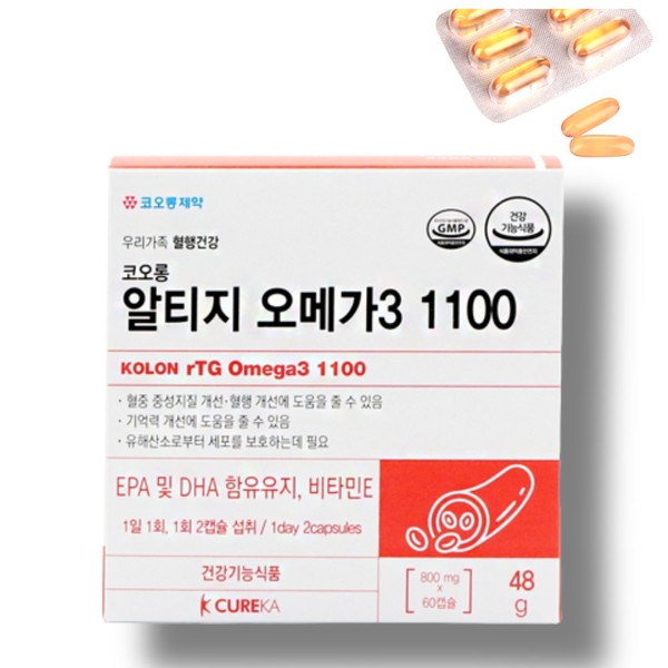 Kolon Pharmaceutical Kolon Altige Omega 3 1100 60 capsules 1 month supply / 코오롱제약 코오롱 알티지 오메가3 1100 60캡슐 1개월분