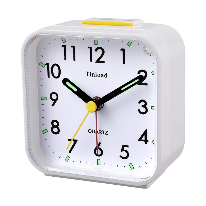 Tinload Small Battery Operated Analog Travel Alarm Clock Silent Non