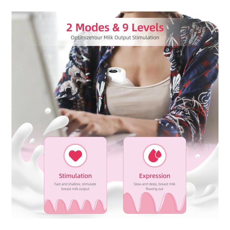 Electric Portable Breast Pump Hands-Free Silent Mode 2 Modes 9