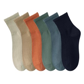MAGIARTE Women's Mini Crew Ankle Socks Pure Cotton Sporty Leisure Socks for Women, DE-Mini Crew Socks Color #08 (6 Pairs)