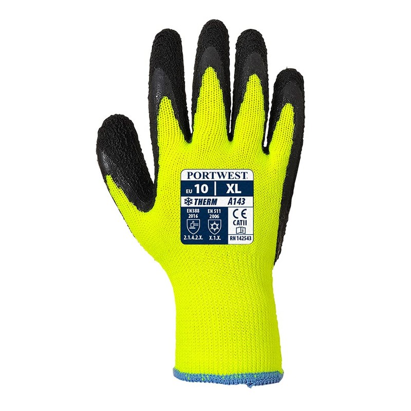 Portwest A143 Thermal Soft Grip Glove Yellow/Black, X-Large