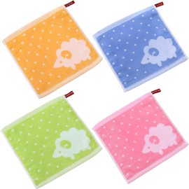 fogman Hand Towel, Mini Towel, Cute, Stylish, Handkerchief, Children, Small, Set of 4 (Lamb)