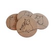 Cork Drink Coasters with Charming Cat Wine Designs, Set of