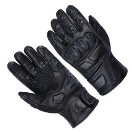 Leatherick Mens Motorcycle Gloves Black Genuine Leather CE Certified Protective Knuckles Padded Palm with TPR Slider and Touch Screen Compatibility (Black, XXL)